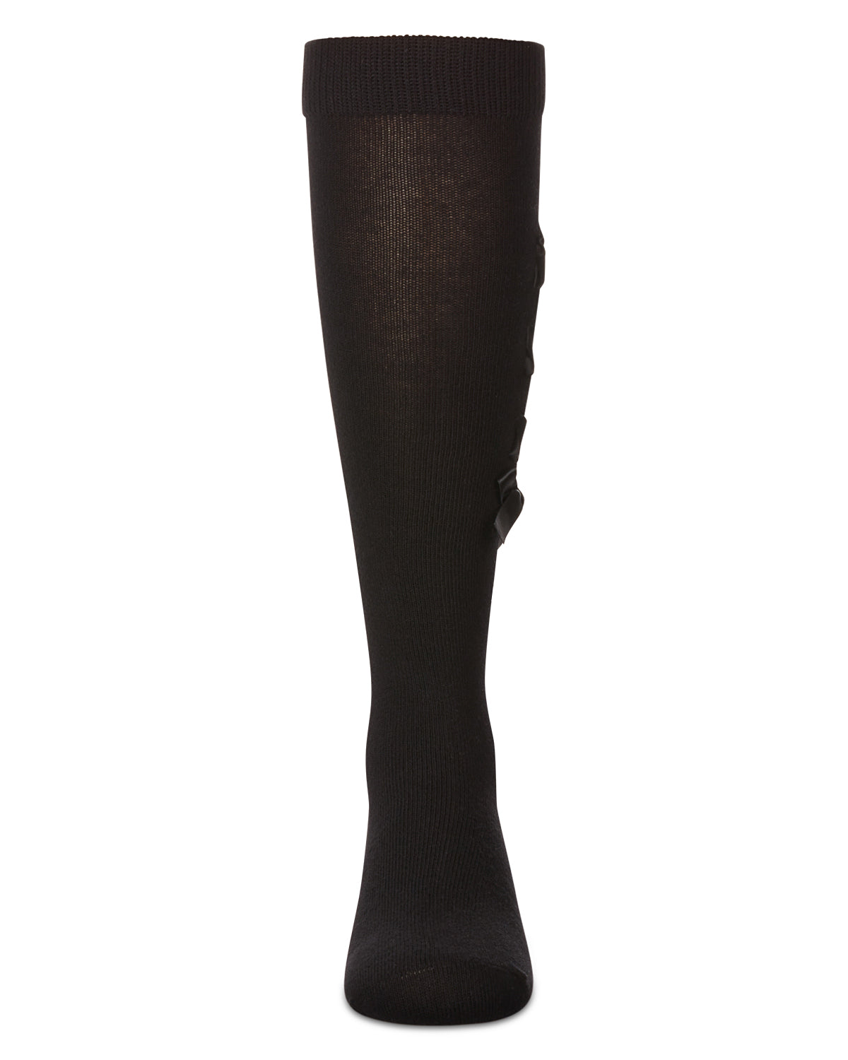 Girls' Weaved Velvet Bow Knee High Socks : Color: Winter White
