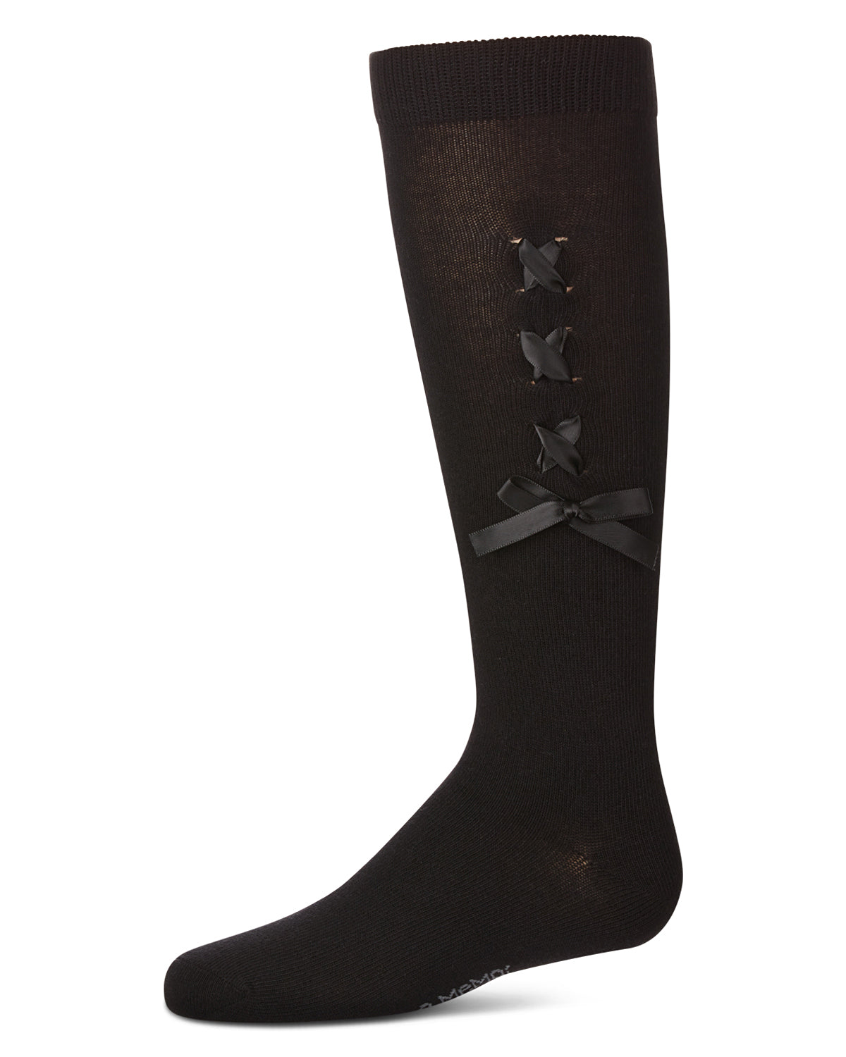 Girls' Weaved Velvet Bow Knee High Socks : Color: Black