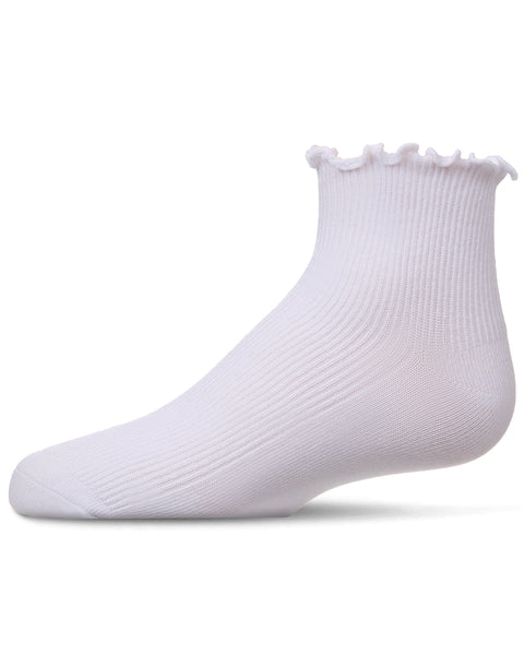 Girls' Ruffled Top Thin Ribbed Anklet Socks