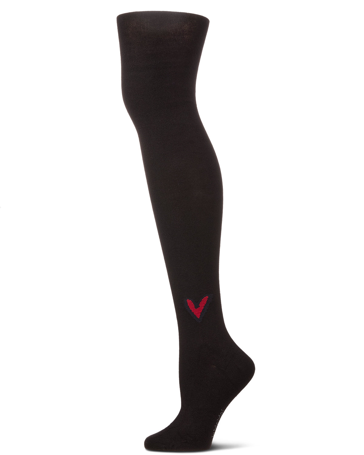 Girls' Outline Heart Cotton Tights : Color: Black
