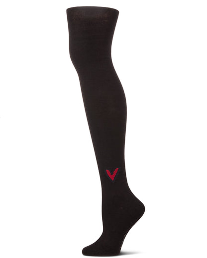 Girls' Outline Heart Cotton Tights : Color: Black