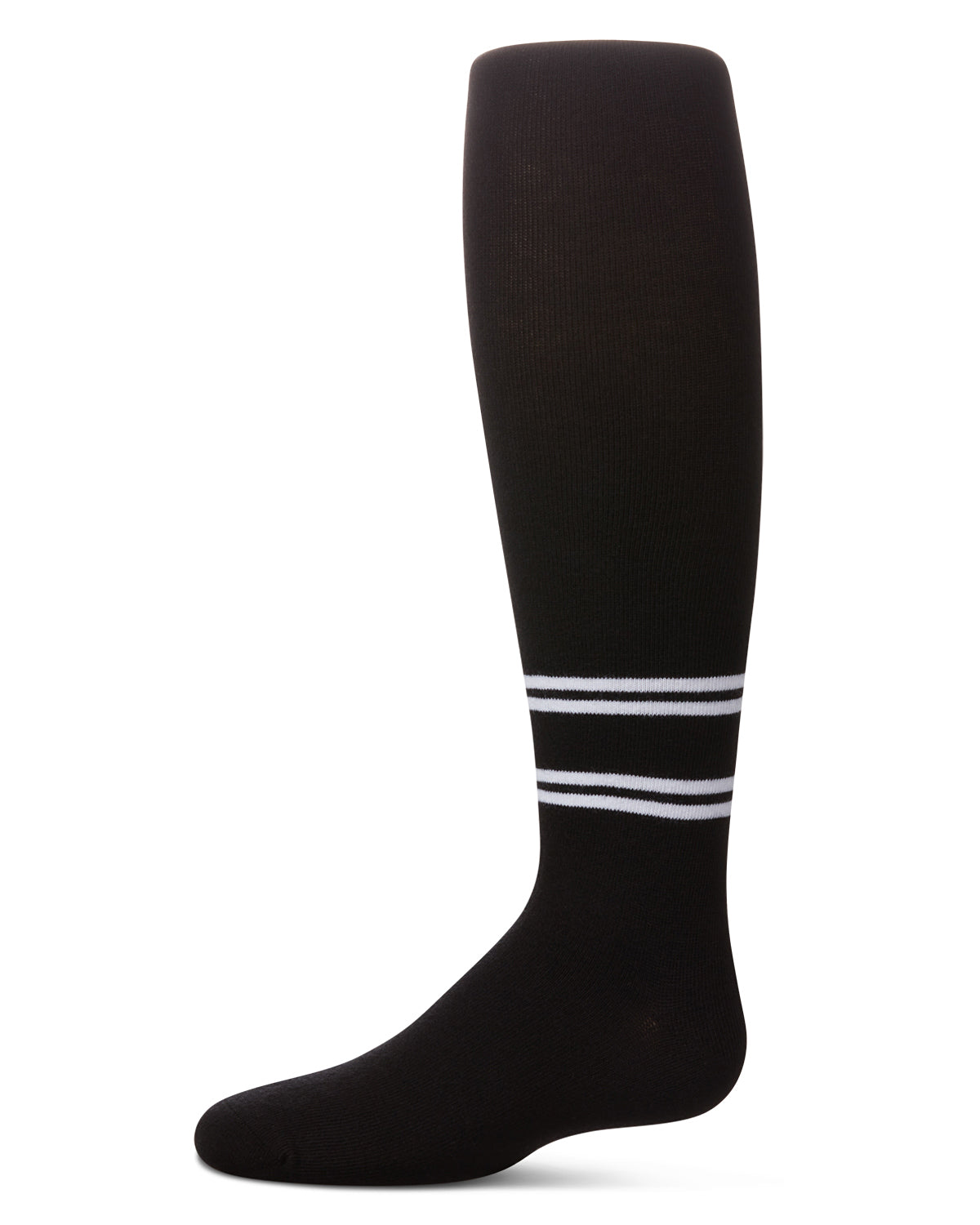 Girls' Double Varsity Stripe Cotton Tights : Color: Black