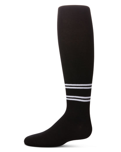 Girls' Double Varsity Stripe Cotton Tights : Color: Black