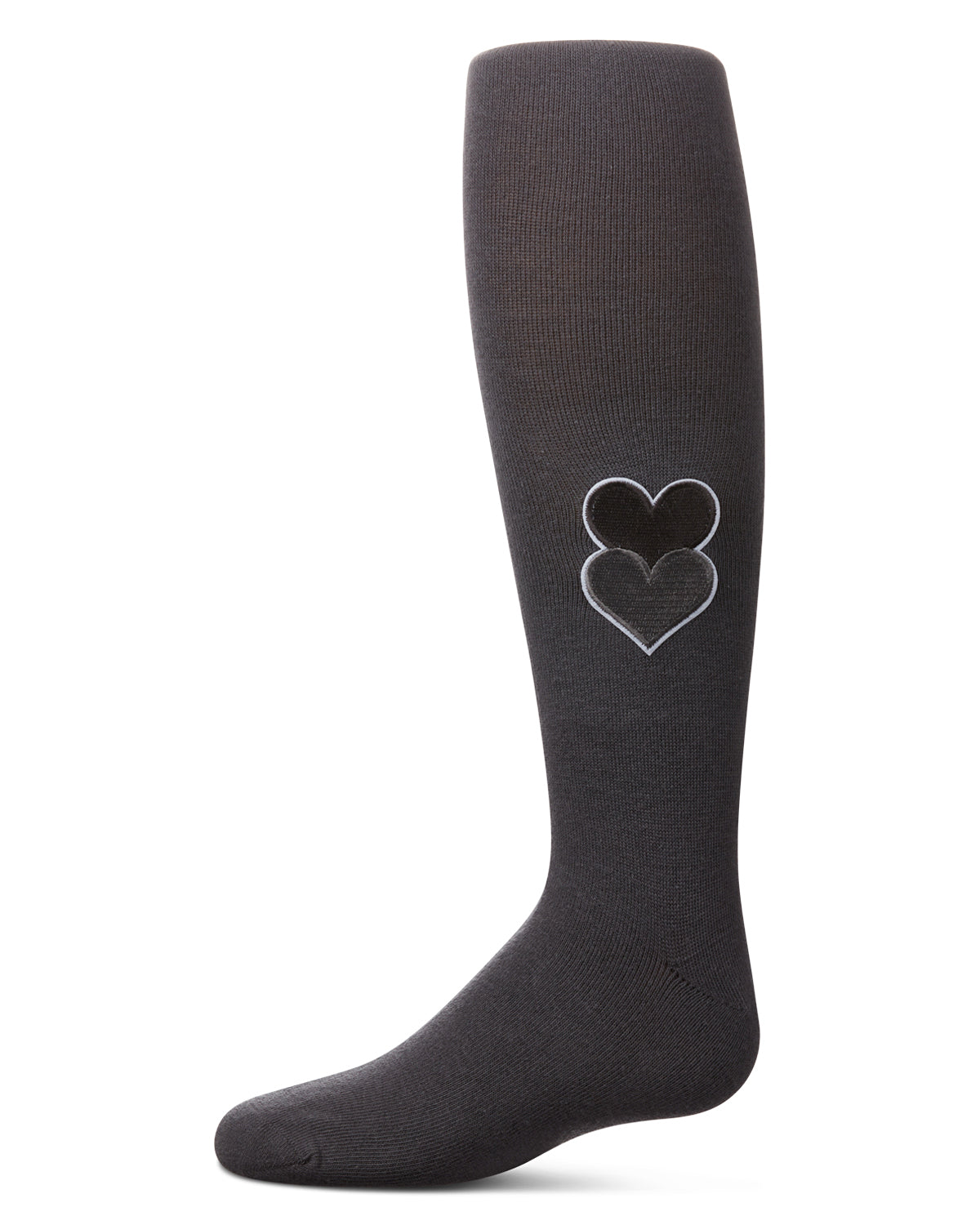 Girls' Double Patch Heart Cotton Tights : Color: Gray