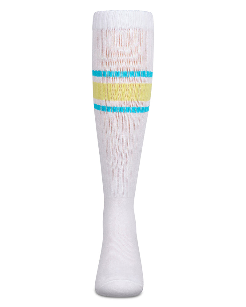 Girls Ribbed "Summer Bold Stripe" Cotton Blend Knee Sock