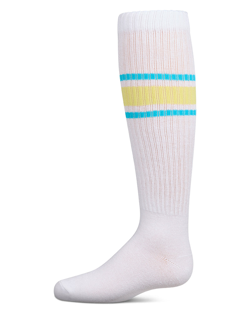 Girls Ribbed "Summer Bold Stripe" Cotton Blend Knee Sock