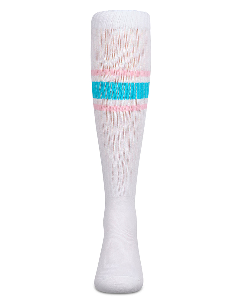 Girls Ribbed "Summer Bold Stripe" Cotton Blend Knee Sock