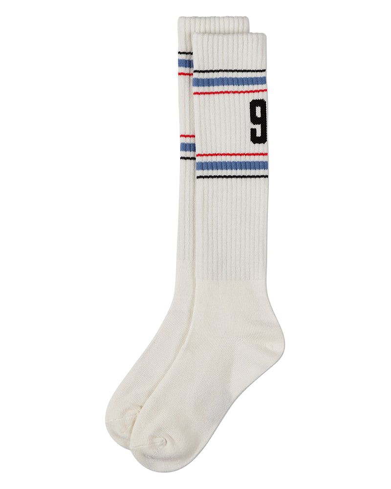 Girls 99 Graphic Varsity Stripe Cotton Blend Knee Sock