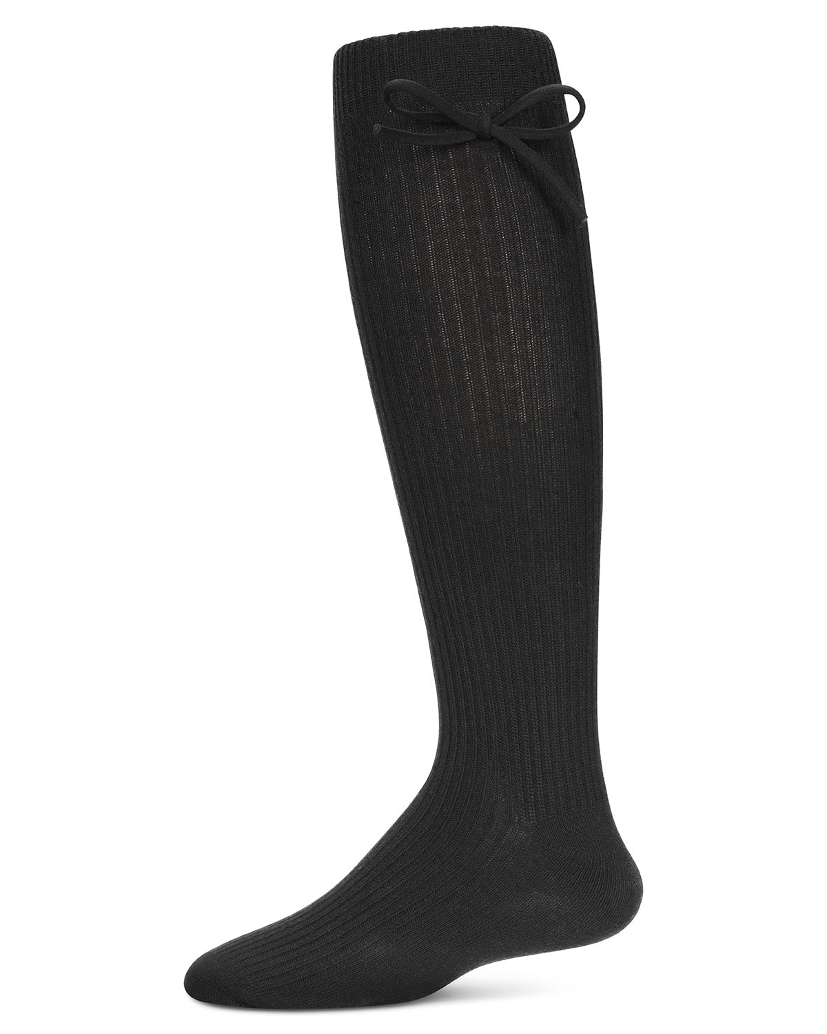 Girls' Ribbed Bow Knee-High Socks : Color: Black