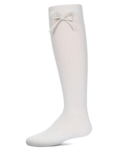 Girls' Ribbed Bow Knee-High Socks : Color: Latte