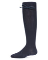 Girls' Ribbed Bow Knee-High Socks : Color: Navy