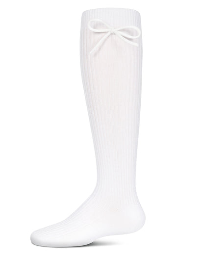 Girls' Ribbed Bow Knee-High Socks : Color: White