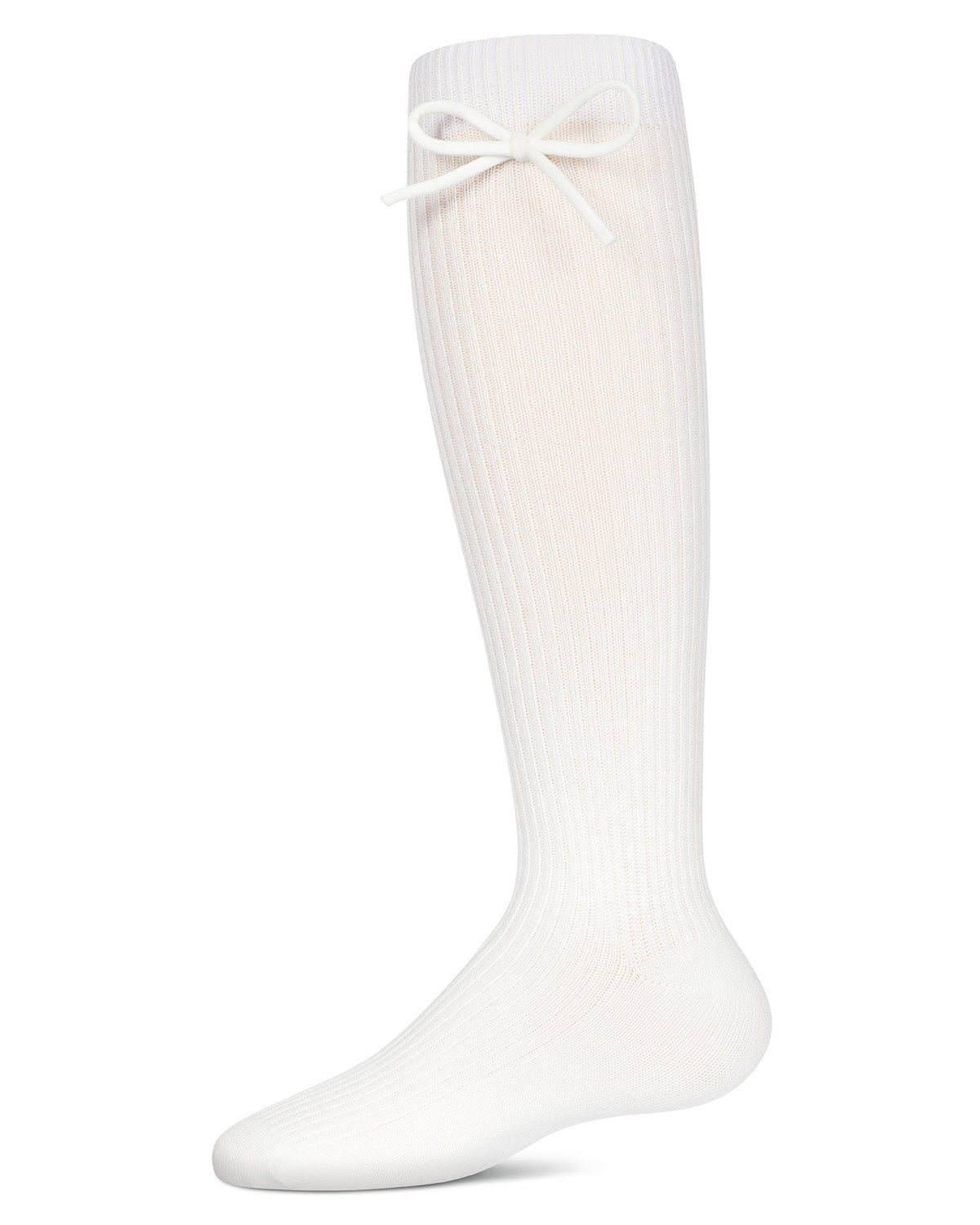 Girls' Ribbed Bow Knee-High Socks : Color: Winter White