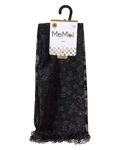 Girls Floral Lace Mesh Knee High Sock : Color: Black