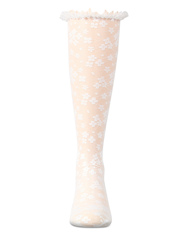 Girls Floral Lace Mesh Knee High Sock