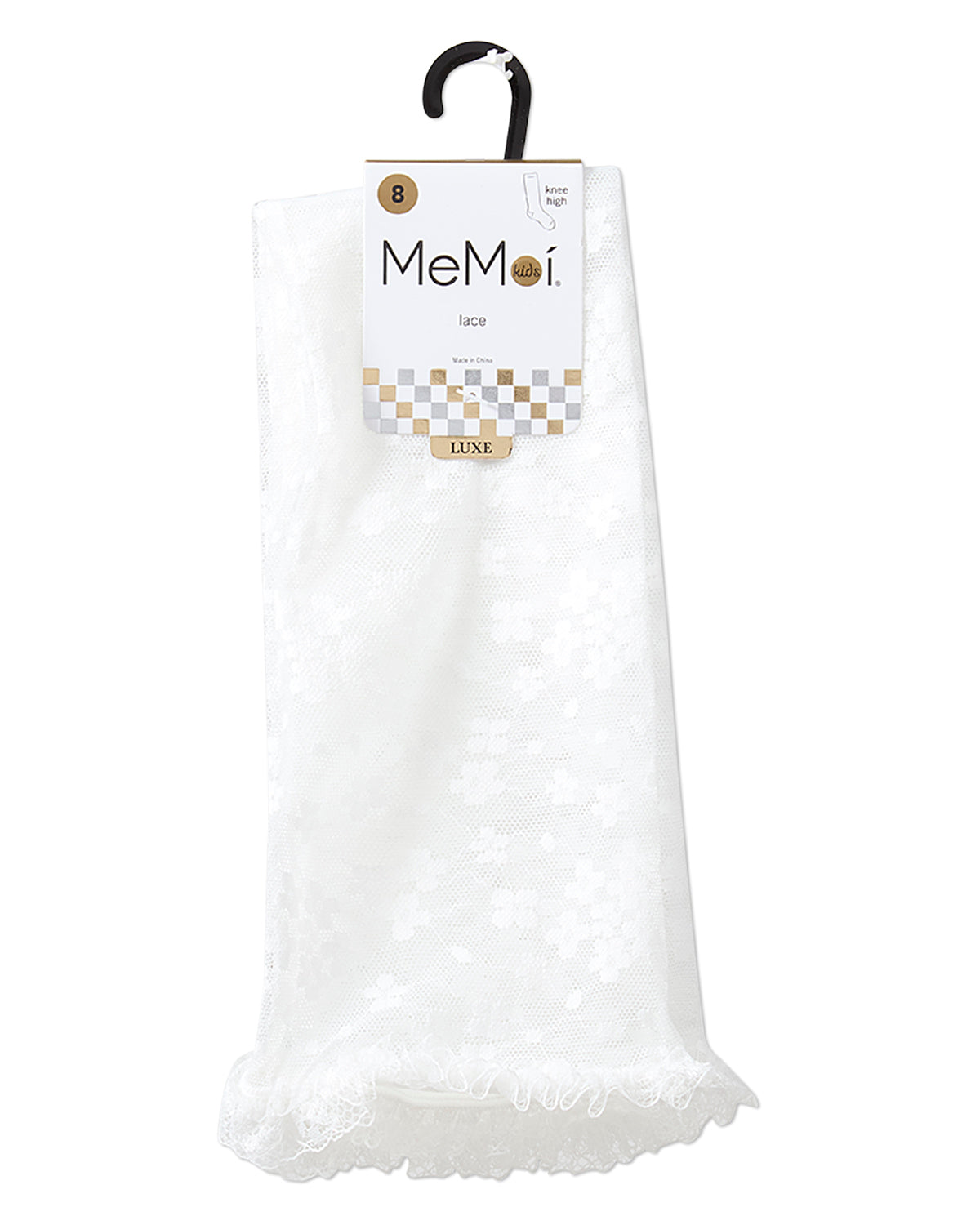 Girls Floral Lace Mesh Knee High Sock : Color: Black