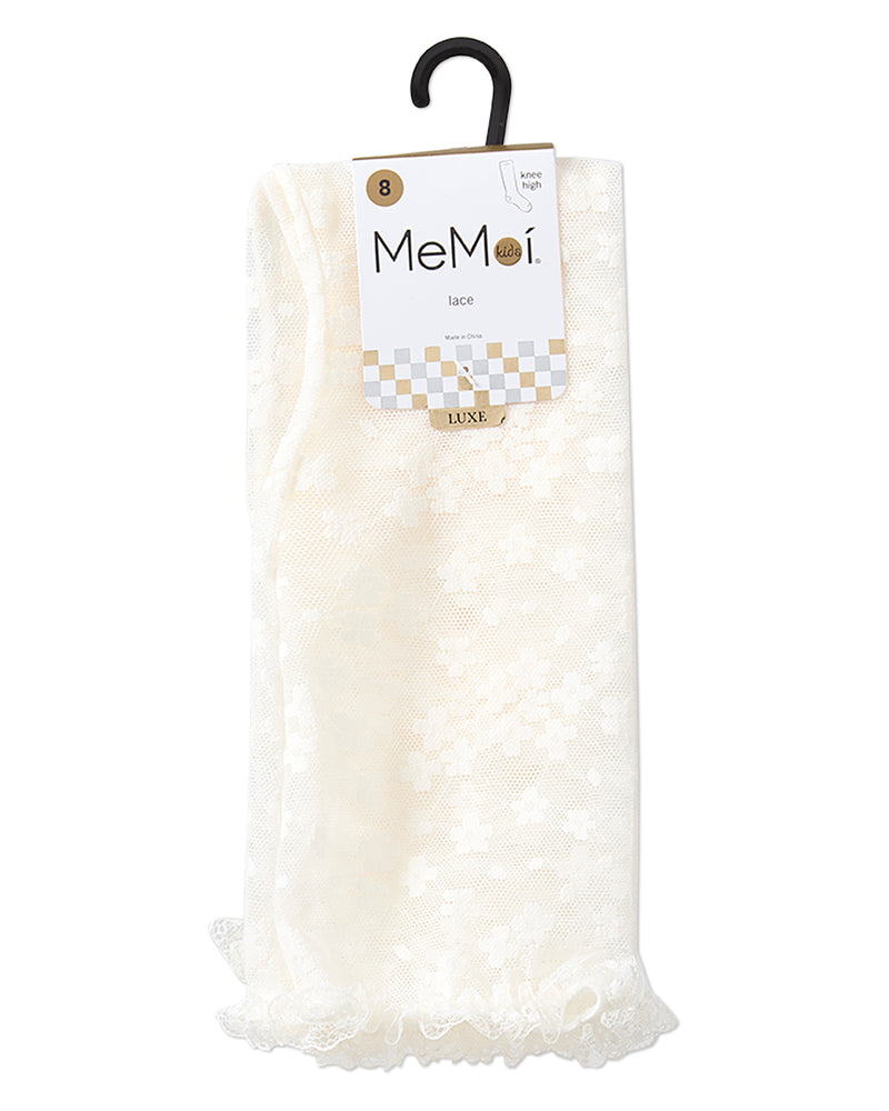 Girls Floral Lace Mesh Knee High Sock