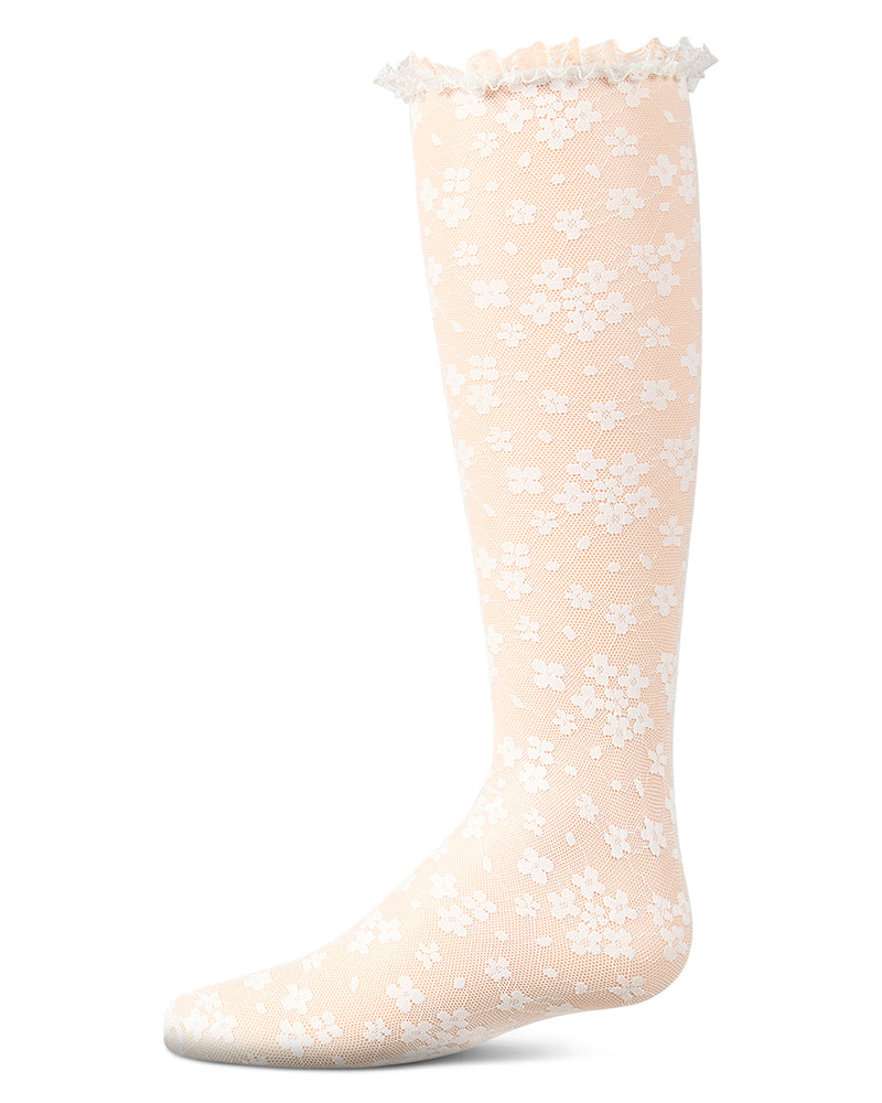 Girls Floral Lace Mesh Knee High Sock