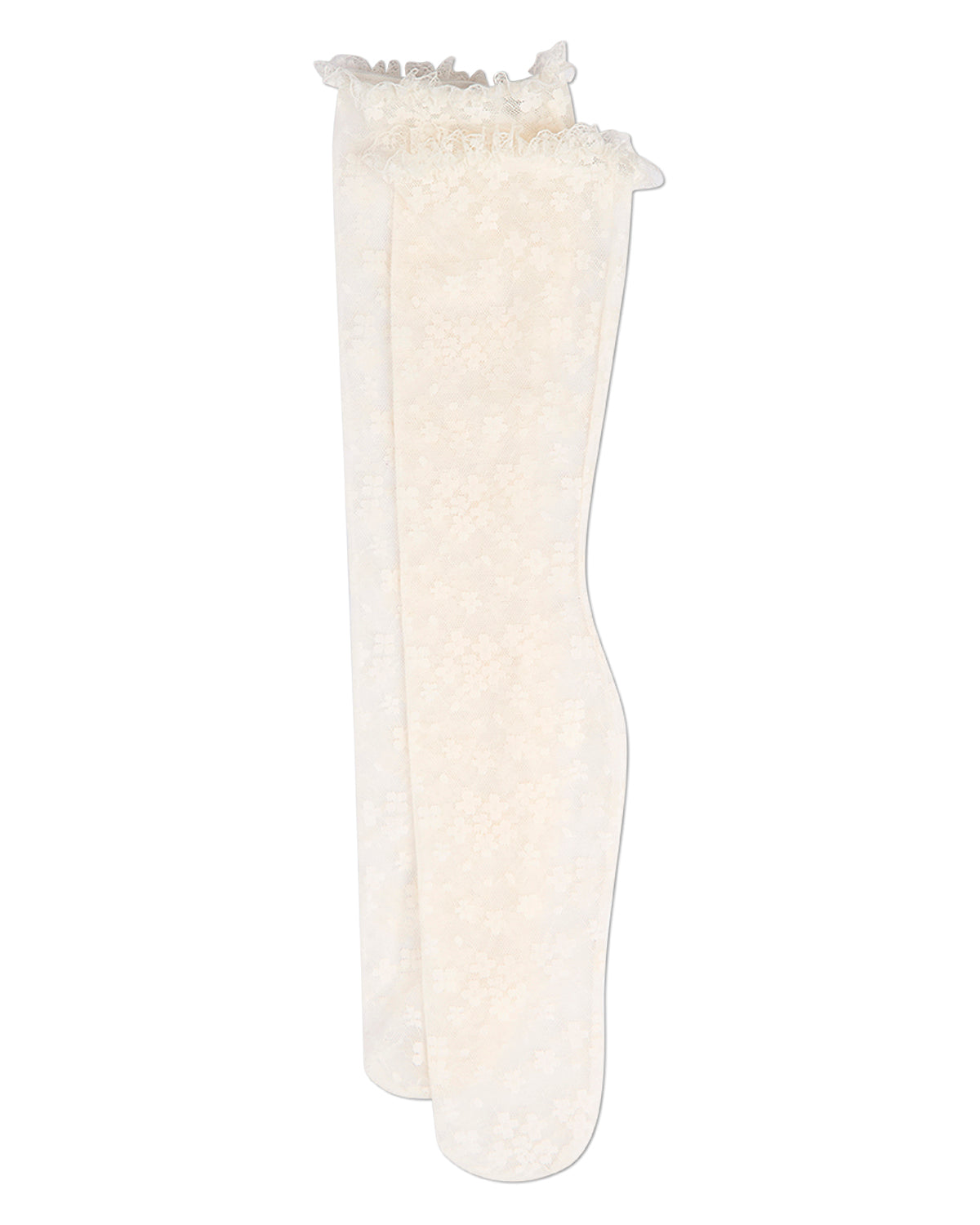 Girls Floral Lace Mesh Knee High Sock : Color: Black