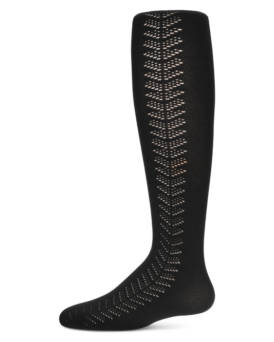 Girls' Arrow Flip Stitch Opaque Nylon Tights : Color: Black