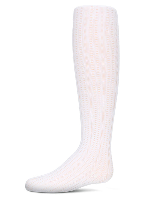 Girls' Railroad Flip Stitch Semi Opaque Nylon Tights : Color: White