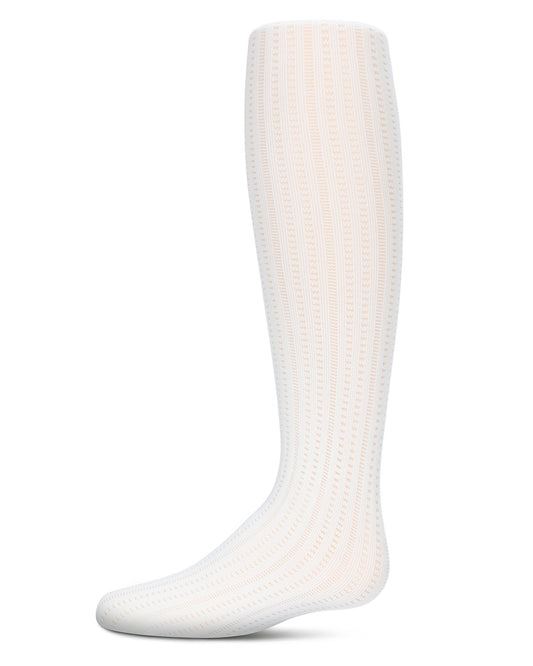 Girls' Railroad Flip Stitch Semi Opaque Nylon Tights : Color: Winter White