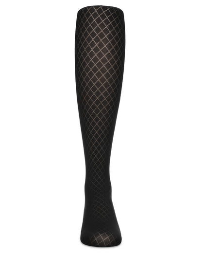 Girls' Diamond Semi Opaque Nylon Tights : Color: Black