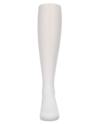 Girls' Diamond Semi Opaque Nylon Tights : Color: White