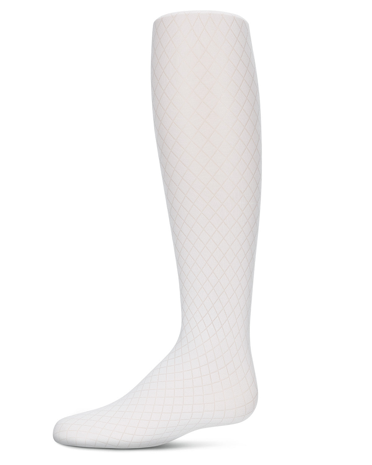 Girls' Diamond Semi Opaque Nylon Tights : Color: White