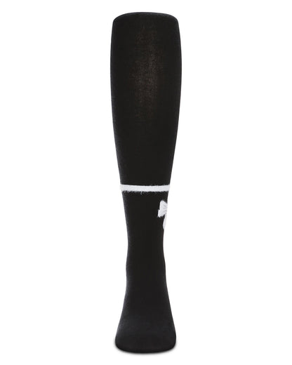 Girl's Bow Opaque Cotton Tights : Color: Black