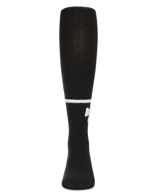 Girl's Bow Opaque Cotton Tights : Color: Black