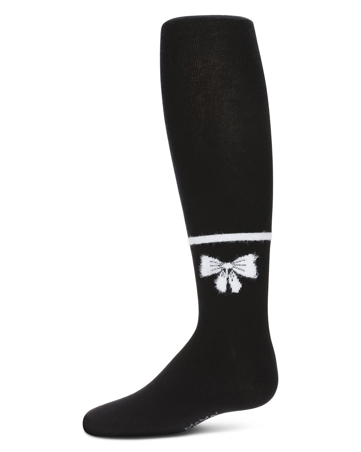 Girl's Bow Opaque Cotton Tights : Color: Black
