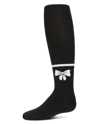 Girl's Bow Opaque Cotton Tights : Color: Black