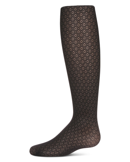 Girls' Diamond Dot Semi-Opaque Microfiber Tights : Color: Black