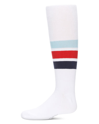 Girls' Multi-Stripe Cotton Tights : Color: White Multi