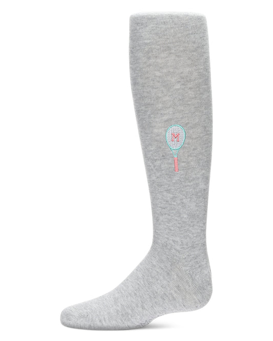 Girls' Tennis M Cotton Tights : Color: Lt Gray Heather-Peach