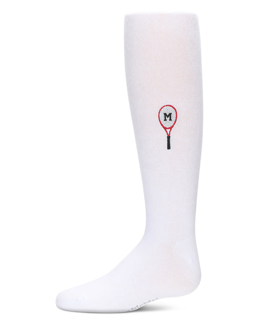 Girls' Tennis M Cotton Tights : Color: White-Red