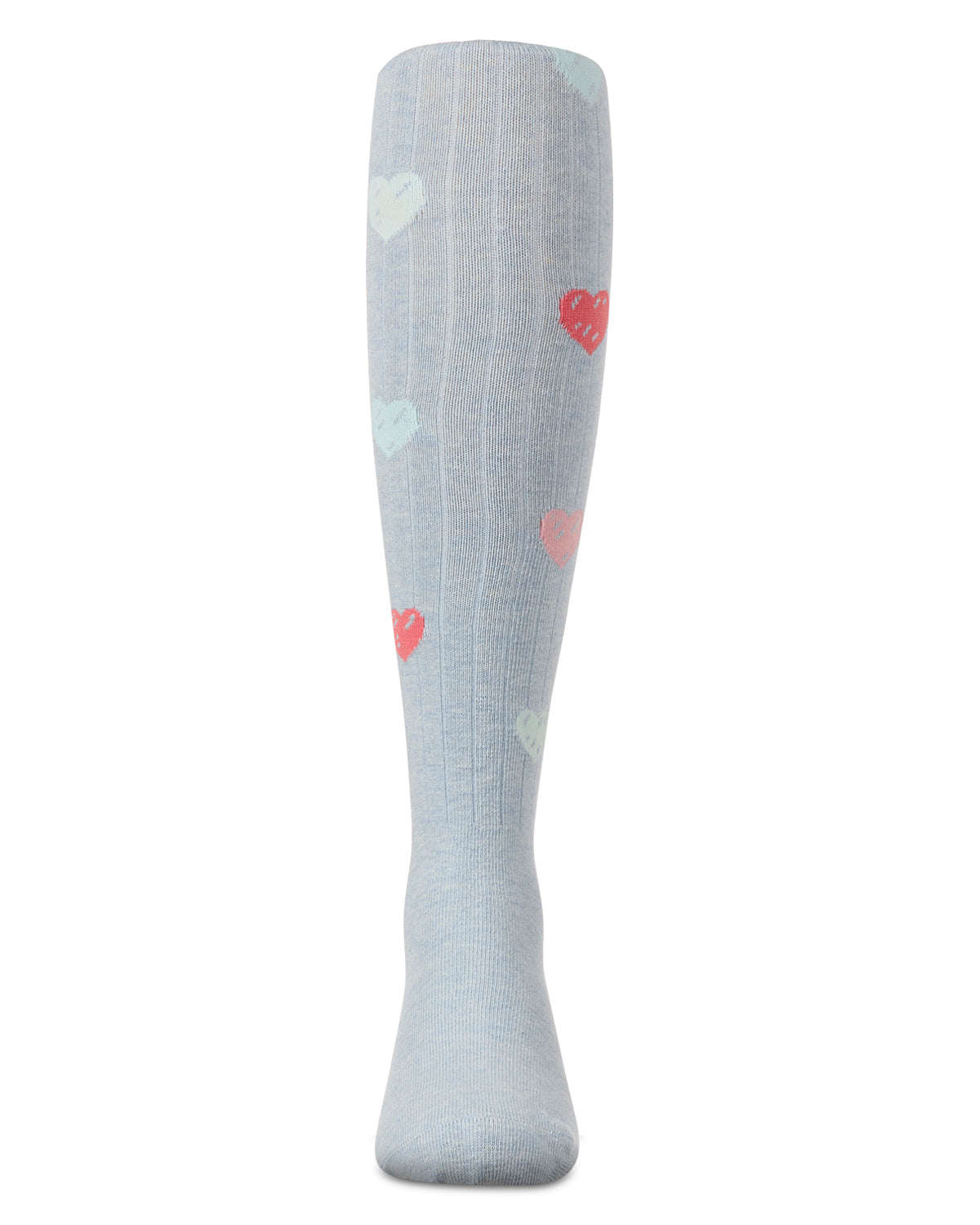 Girls' Multi Heart Graffiti Cotton Tights : Color: Chambray Heather