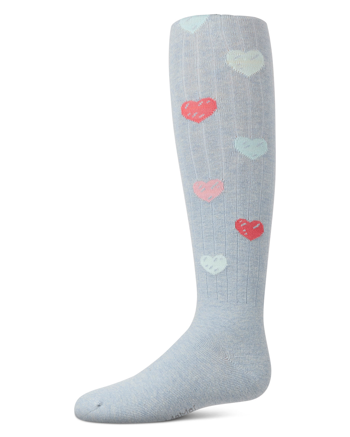 Girls' Multi Heart Graffiti Cotton Tights : Color: Chambray Heather