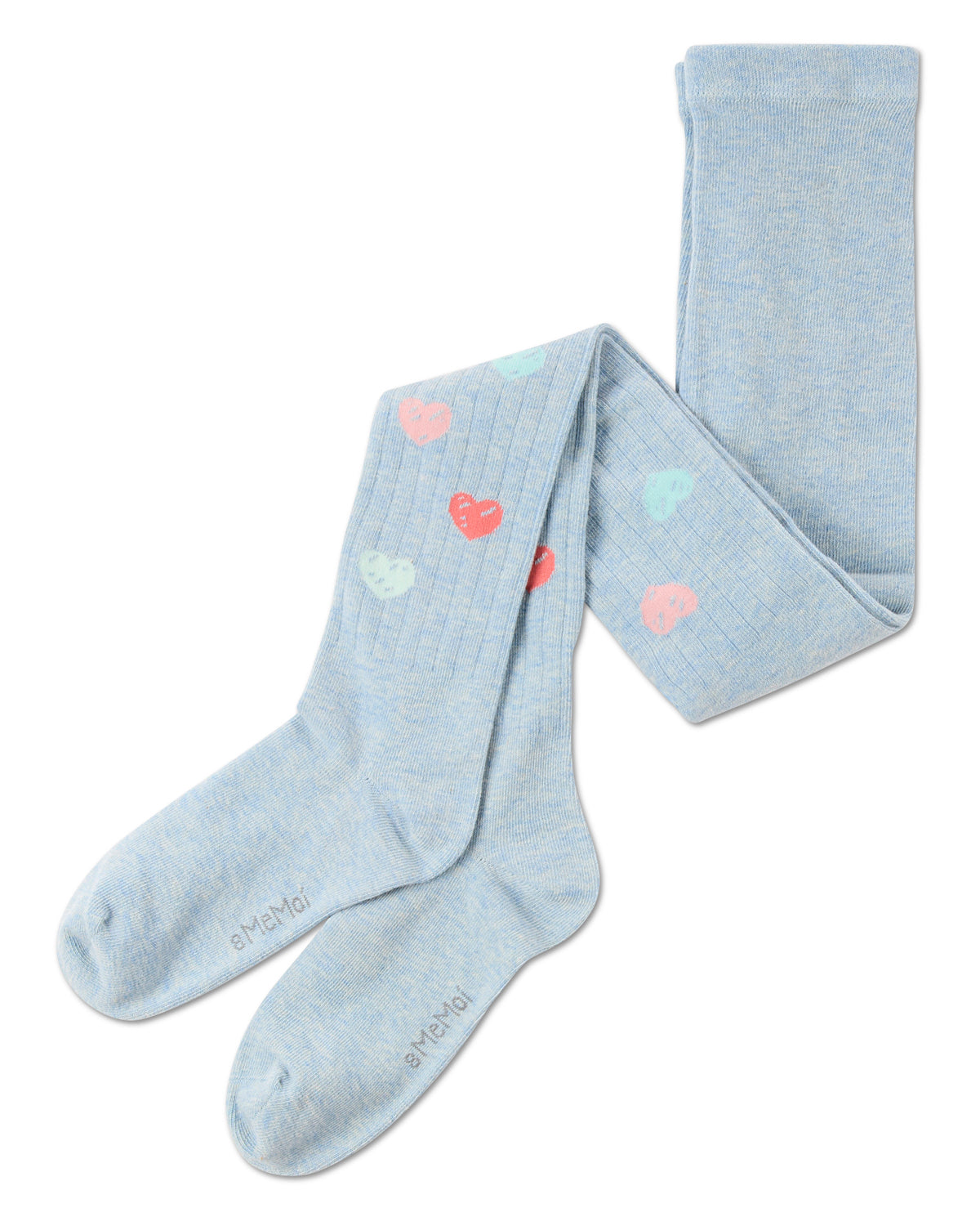 Girls' Multi Heart Graffiti Cotton Tights : Color: Chambray Heather