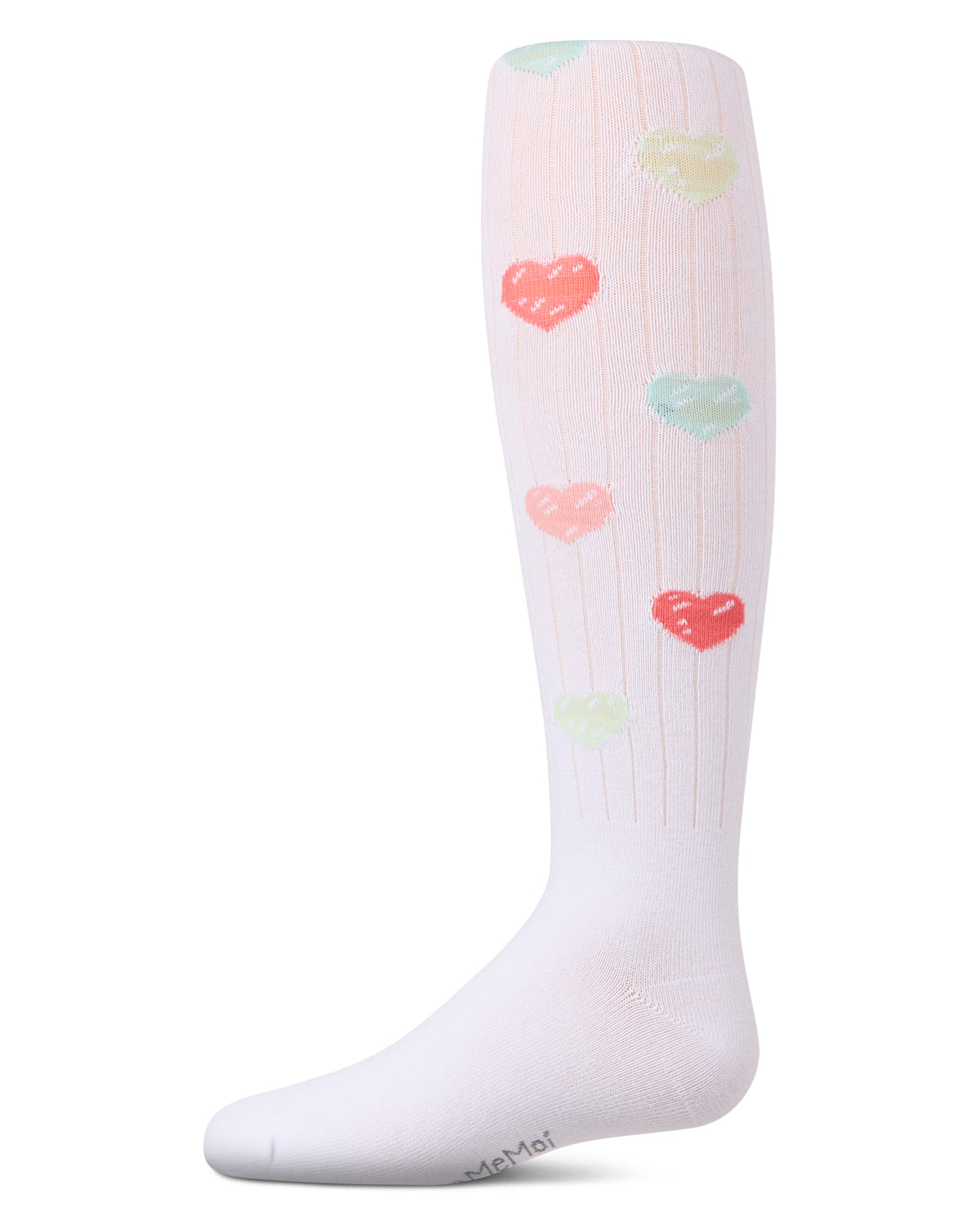 Girls' Multi Heart Graffiti Cotton Tights : Color: White