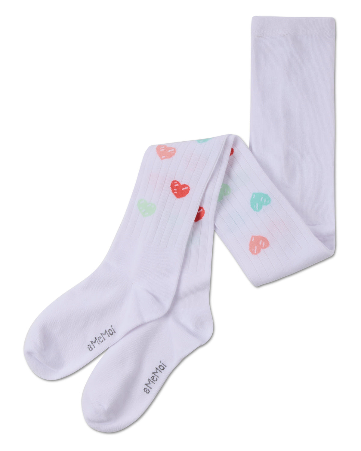 Girls' Multi Heart Graffiti Cotton Tights : Color: Chambray Heather