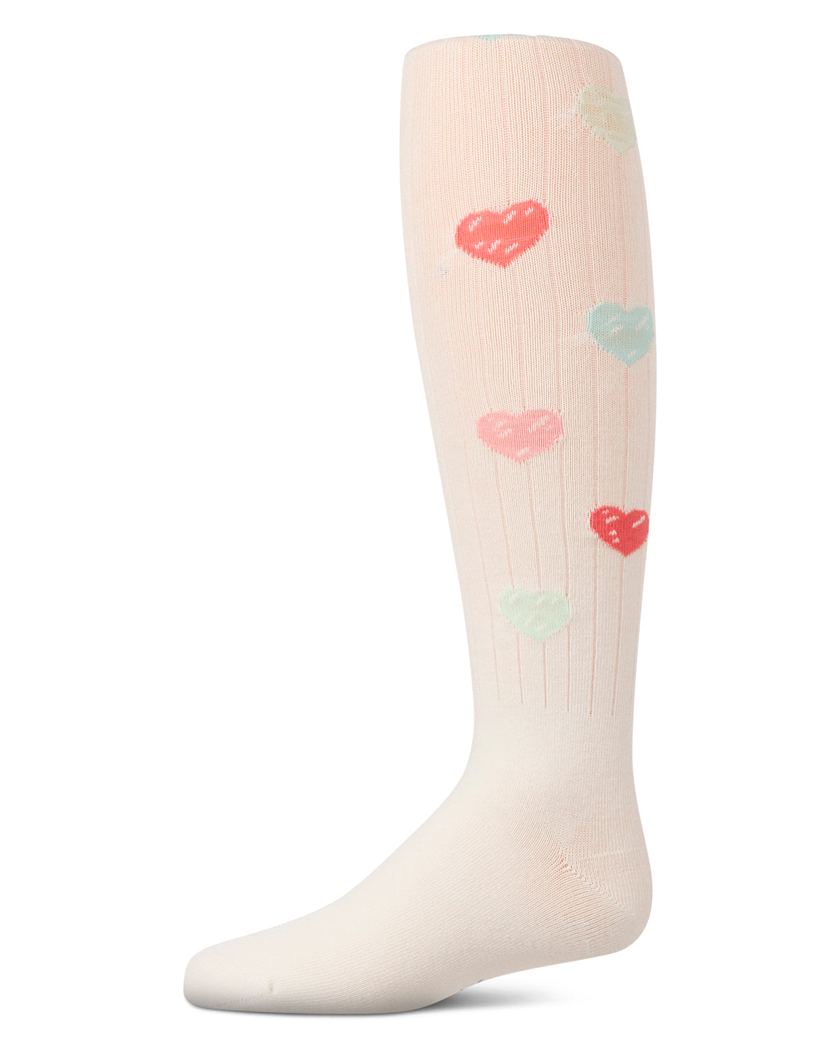 Girls' Multi Heart Graffiti Cotton Tights : Color: Winter White
