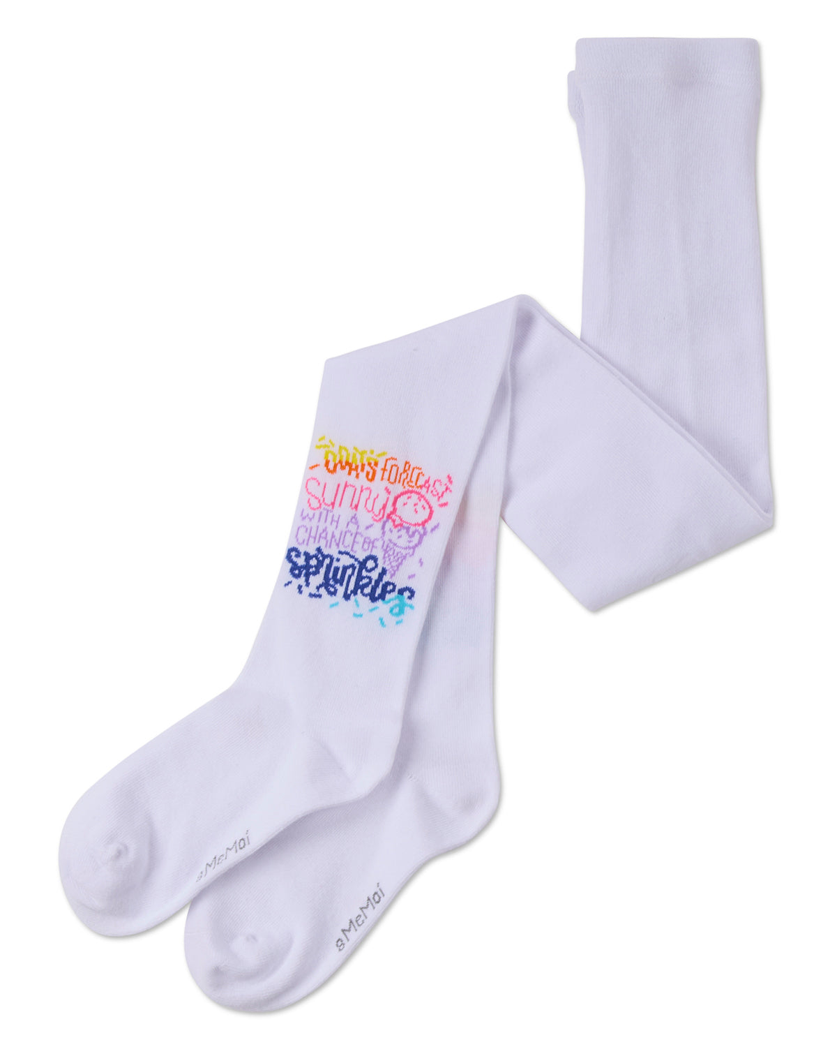 Girls “Sunny Days” Opaque Stretch Cotton Tights : Color: White