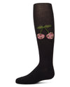 Girls Ribbed Cherry-Graphic Cotton-Rich Elastic-Waist Tights