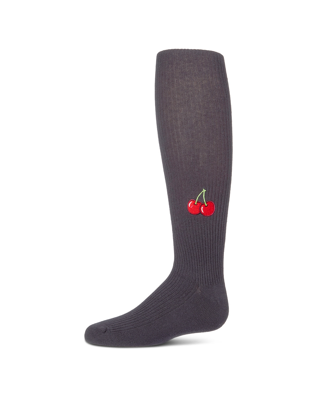 Girls Ribbed Cotton Rich Embroidered Cherry Sweater Tights