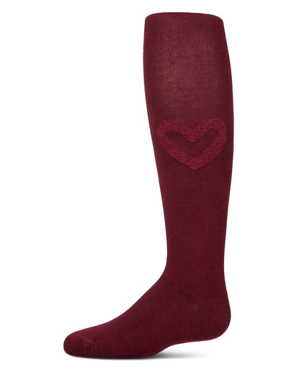 Terry Heart Cotton Tights : Color: Burgundy