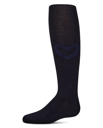 Terry Heart Cotton Tights : Color: Navy