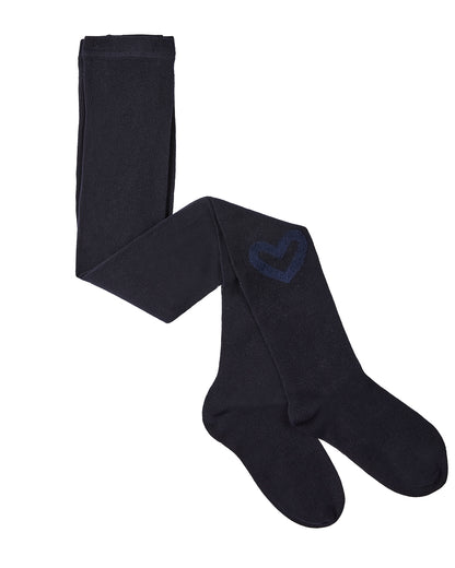 Terry Heart Cotton Tights : Color: Navy