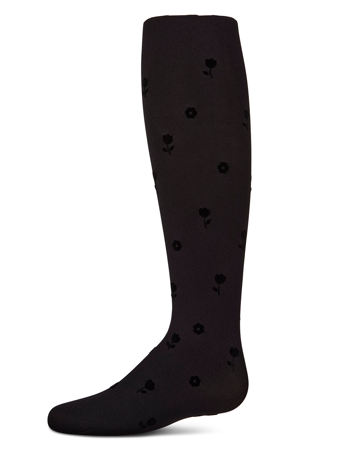 Rose Flocked Opaque Tights : Color: Black